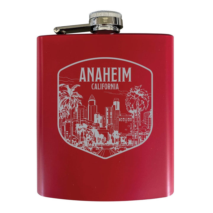 Anaheim California Souvenir 7 oz Engraved Steel Flask Matte Finish Image 1