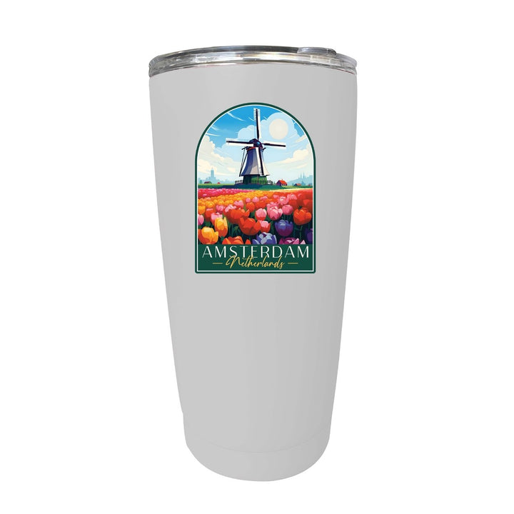 Amsterdam Netherlands Design B Souvenir 16 oz Stainless Steel Insulated Tumbler Image 1