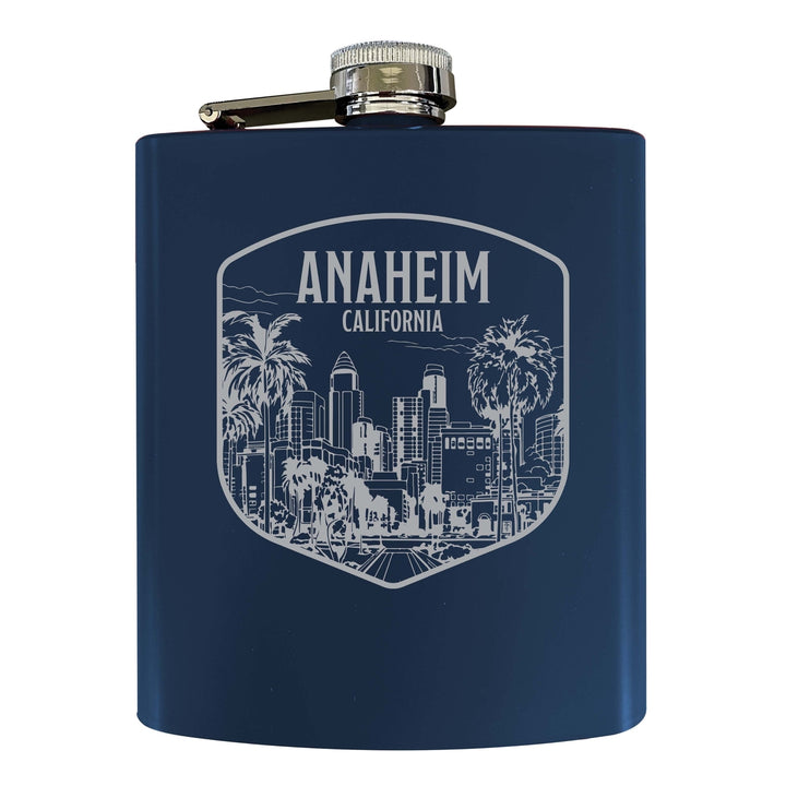 Anaheim California Souvenir 7 oz Engraved Steel Flask Matte Finish Image 3