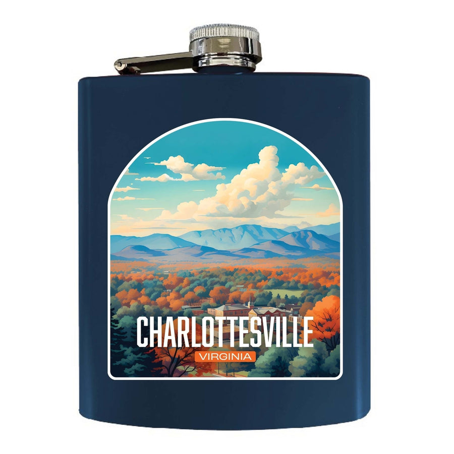 Charlottesville Virginia Design B Souvenir 7 oz Steel Flask Matte Finish Image 1