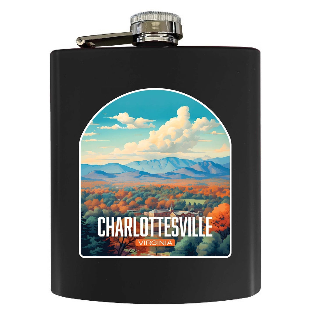 Charlottesville Virginia Design B Souvenir 7 oz Steel Flask Matte Finish Image 2