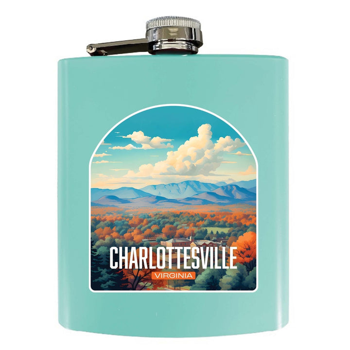 Charlottesville Virginia Design B Souvenir 7 oz Steel Flask Matte Finish Image 3