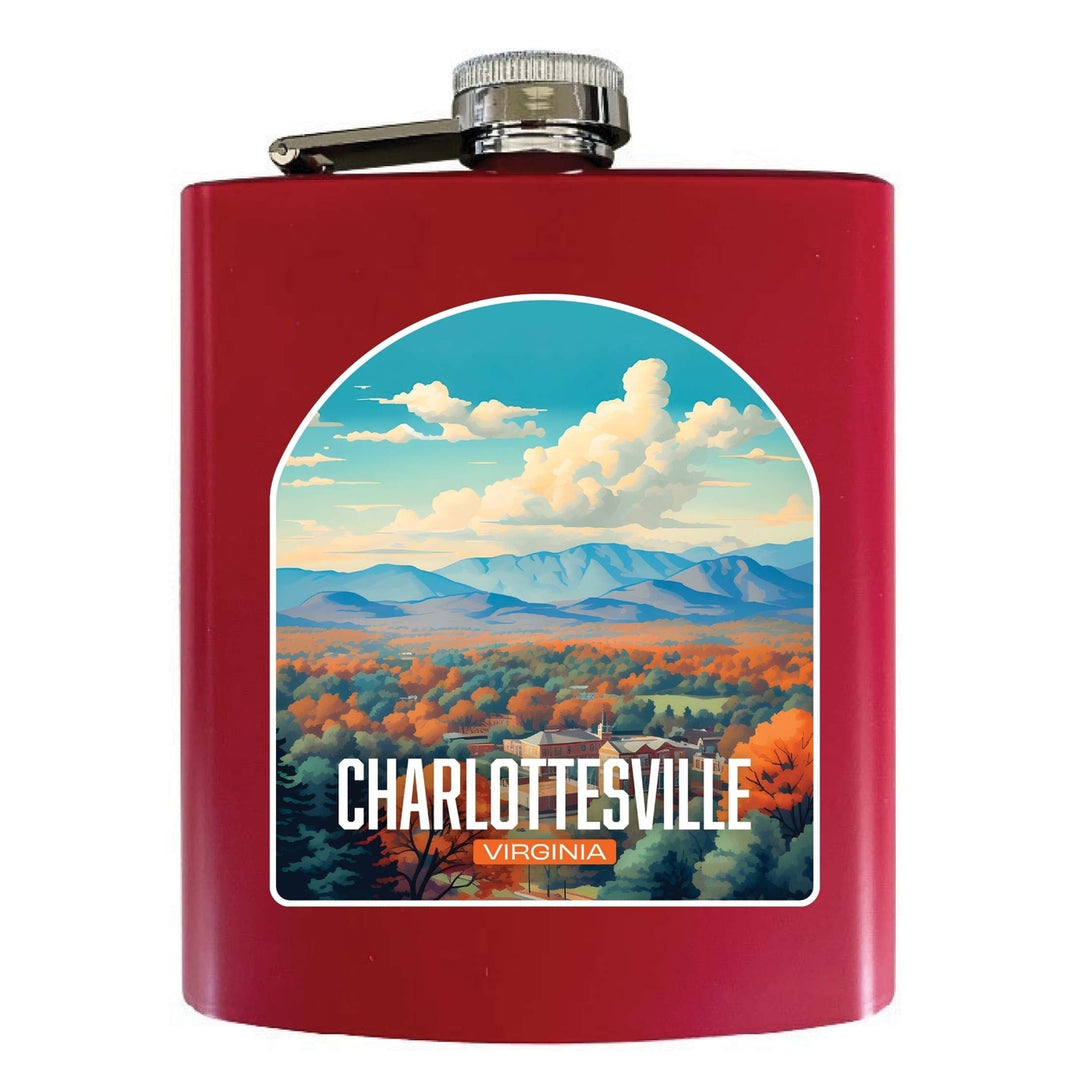 Charlottesville Virginia Design B Souvenir 7 oz Steel Flask Matte Finish Image 4