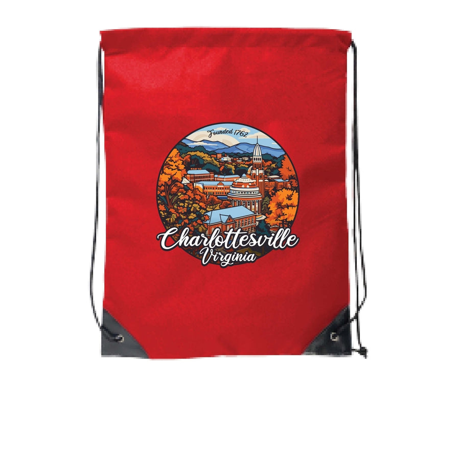 Charlottesville Virginia Design C Souvenir Cinch Bag with Drawstring Backpack Image 1