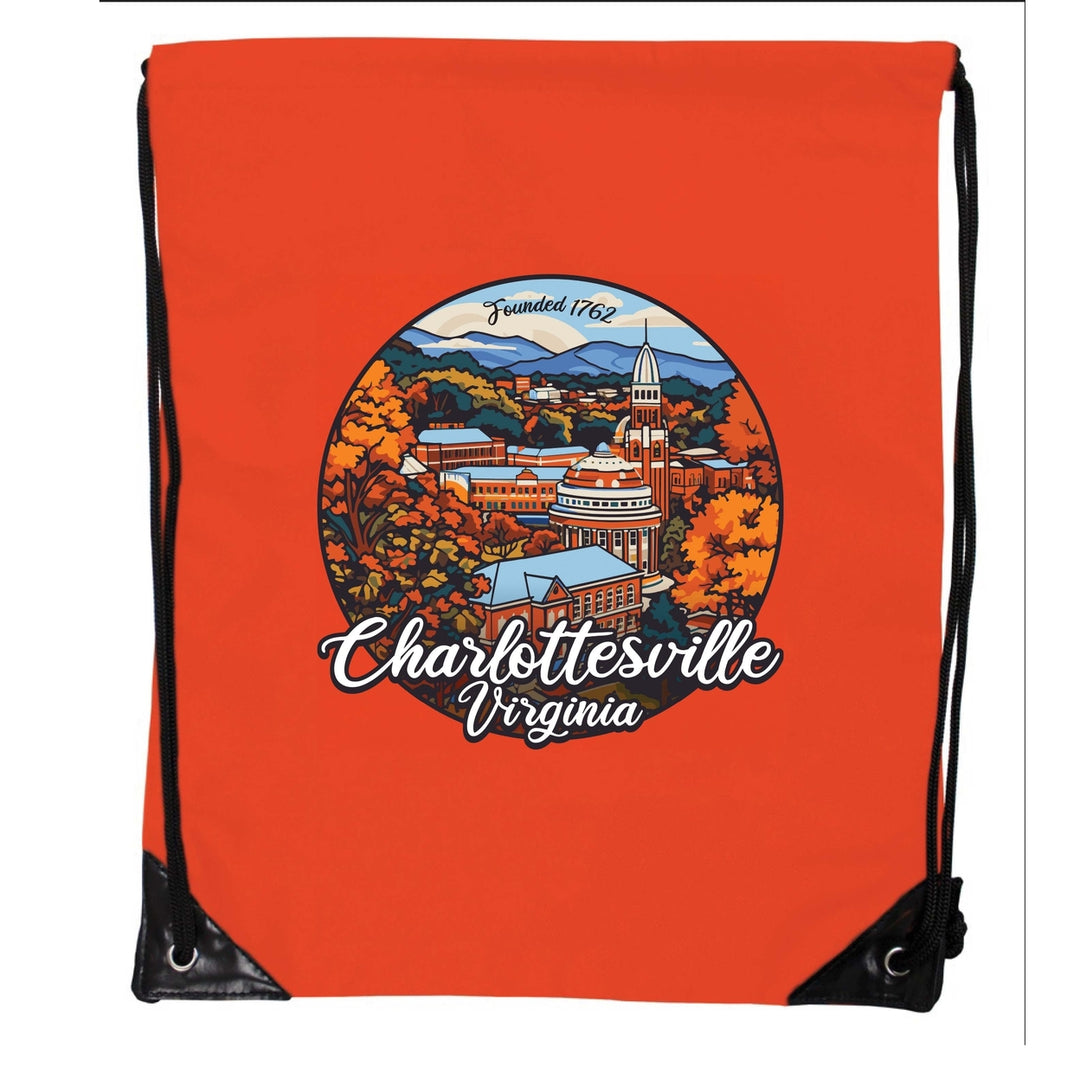 Charlottesville Virginia Design C Souvenir Cinch Bag with Drawstring Backpack Image 2