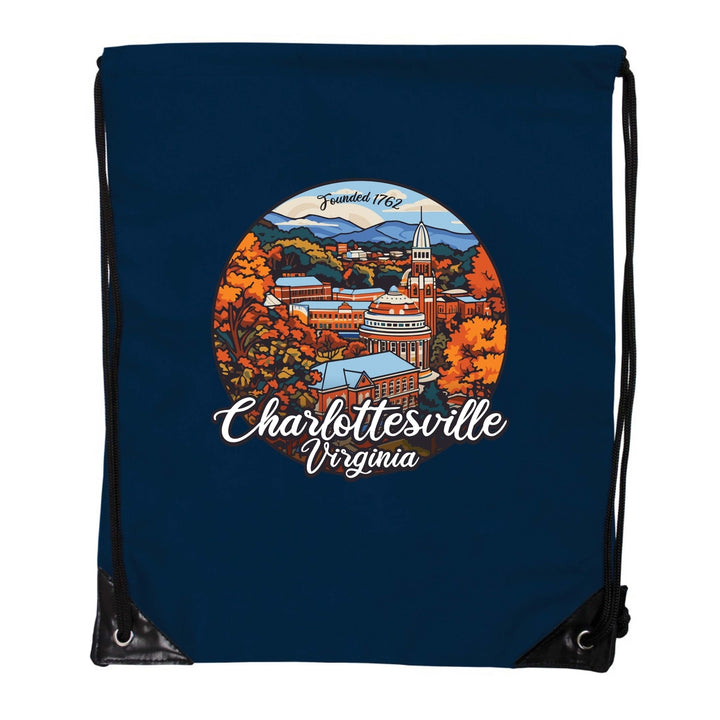 Charlottesville Virginia Design C Souvenir Cinch Bag with Drawstring Backpack Image 3