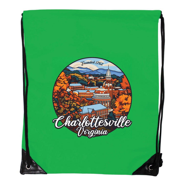 Charlottesville Virginia Design C Souvenir Cinch Bag with Drawstring Backpack Image 4