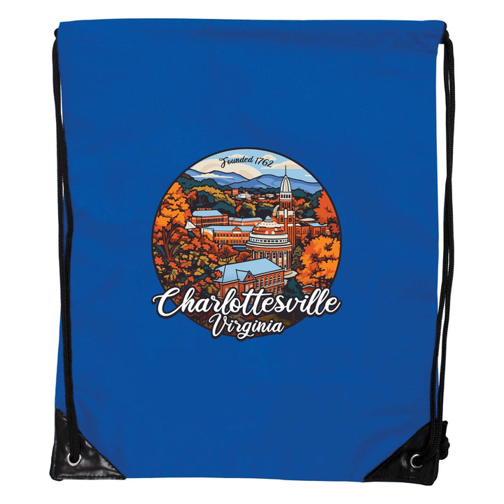 Charlottesville Virginia Design C Souvenir Cinch Bag with Drawstring Backpack Image 4