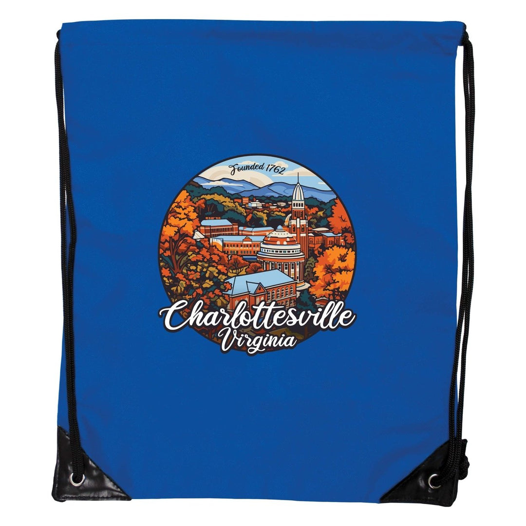 Charlottesville Virginia Design C Souvenir Cinch Bag with Drawstring Backpack Image 1