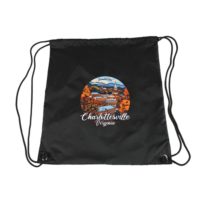 Charlottesville Virginia Design C Souvenir Cinch Bag with Drawstring Backpack Image 6