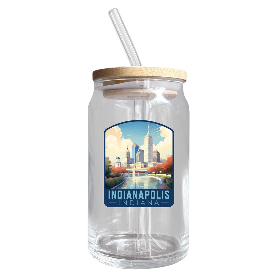 Indianapolis Indiana Design A Souvenir 12 oz Beer Can Glass Image 1