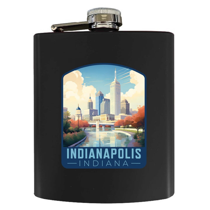 Indianapolis Indiana Design A Souvenir 7 oz Steel Flask Matte Finish Image 1