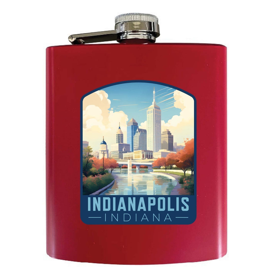 Indianapolis Indiana Design A Souvenir 7 oz Steel Flask Matte Finish Image 2