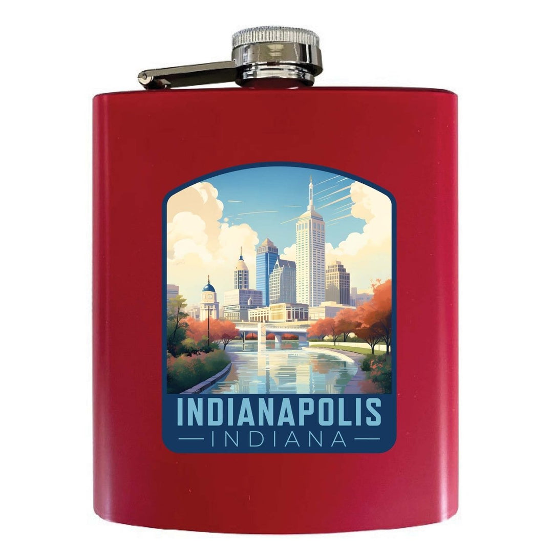 Indianapolis Indiana Design A Souvenir 7 oz Steel Flask Matte Finish Image 1