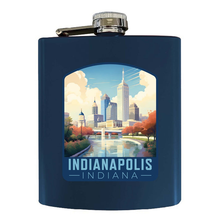 Indianapolis Indiana Design A Souvenir 7 oz Steel Flask Matte Finish Image 3