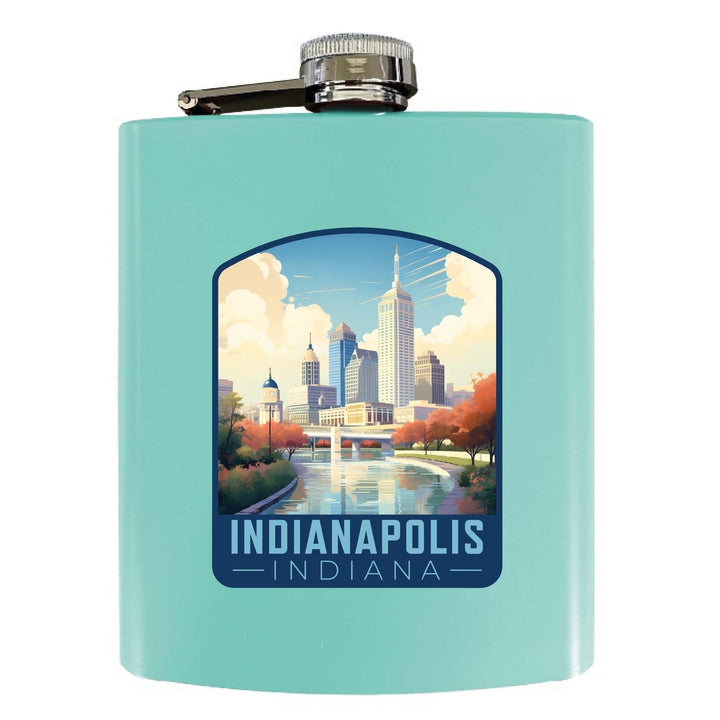 Indianapolis Indiana Design A Souvenir 7 oz Steel Flask Matte Finish Image 4