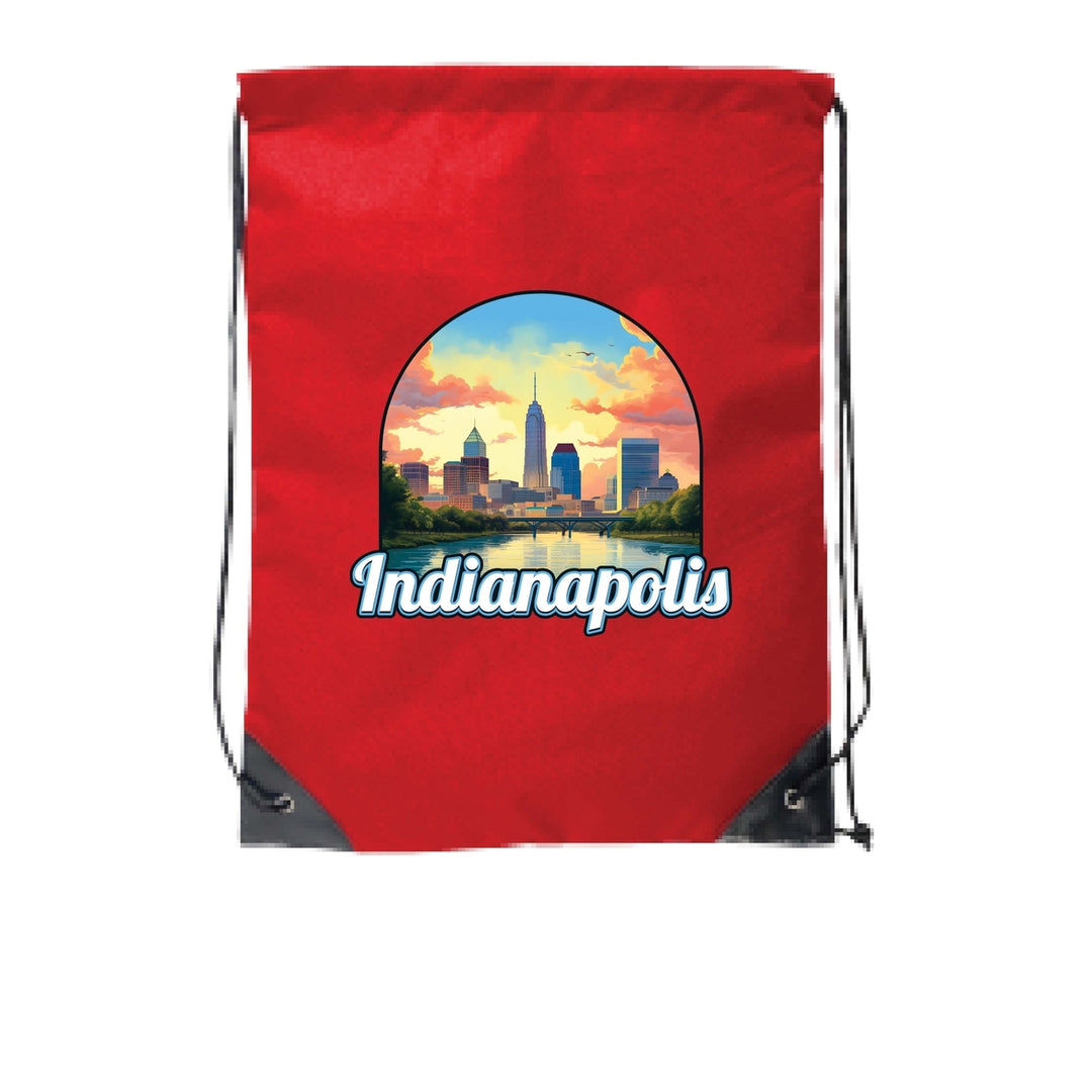 Indianapolis Indiana Design B Souvenir Cinch Bag with Drawstring Backpack Image 1