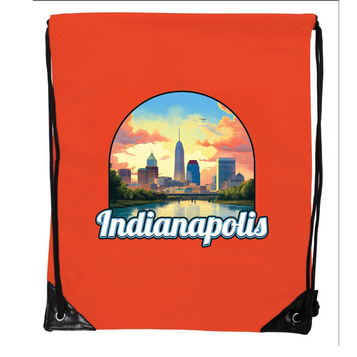 Indianapolis Indiana Design B Souvenir Cinch Bag with Drawstring Backpack Image 2