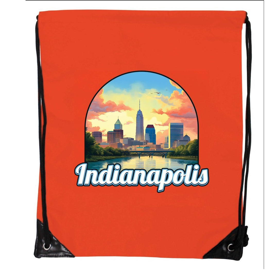 Indianapolis Indiana Design B Souvenir Cinch Bag with Drawstring Backpack Image 1