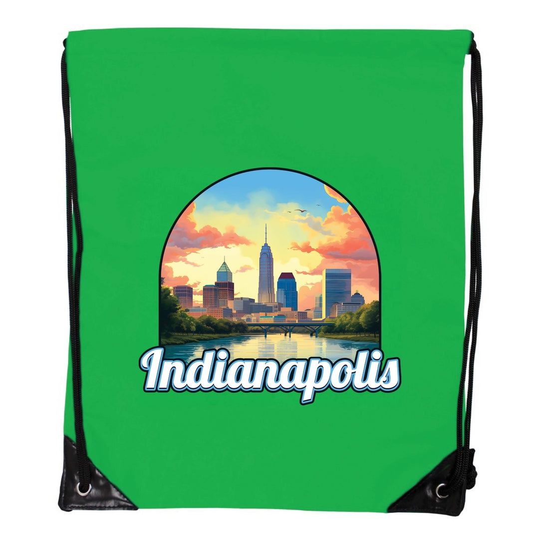 Indianapolis Indiana Design B Souvenir Cinch Bag with Drawstring Backpack Image 4