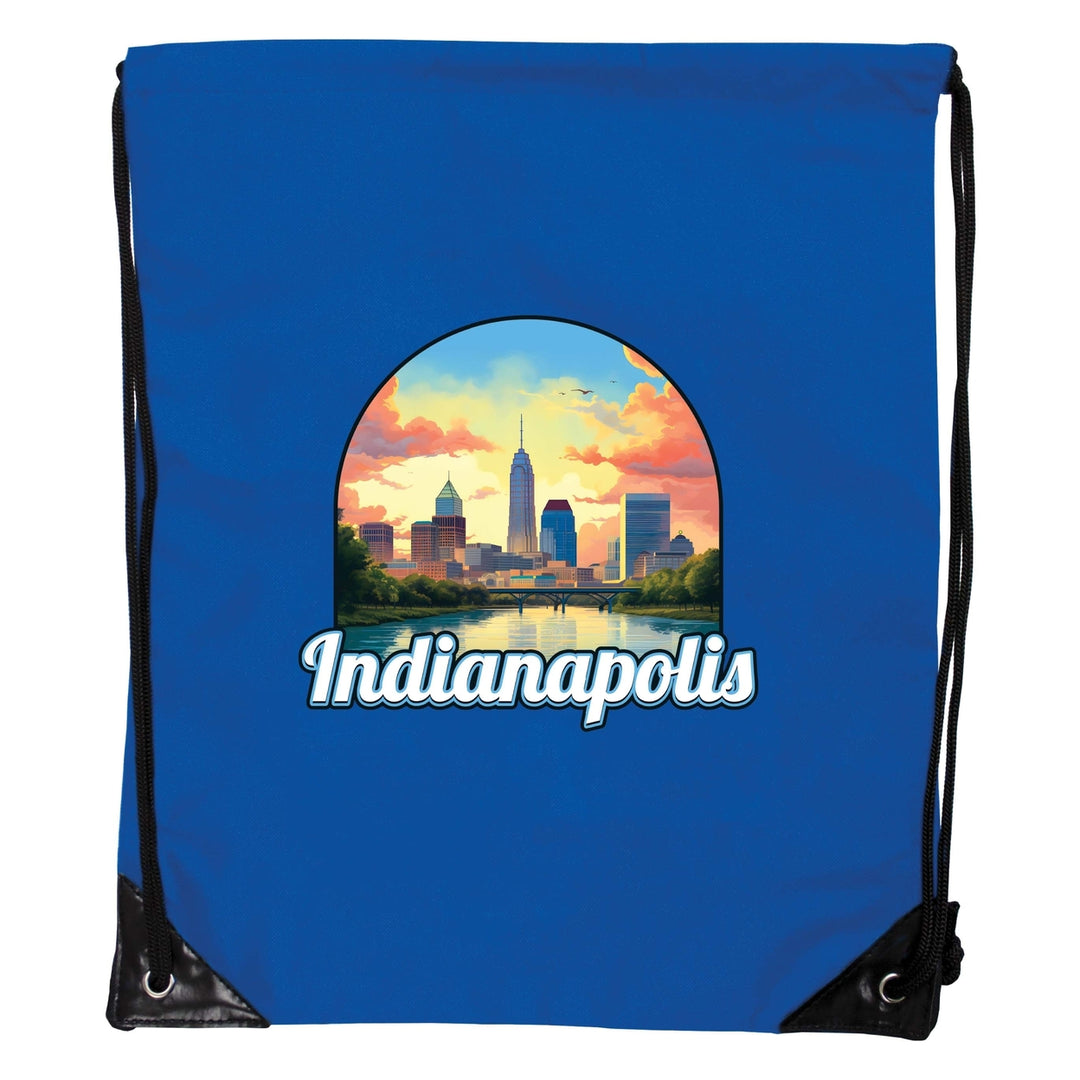 Indianapolis Indiana Design B Souvenir Cinch Bag with Drawstring Backpack Image 4