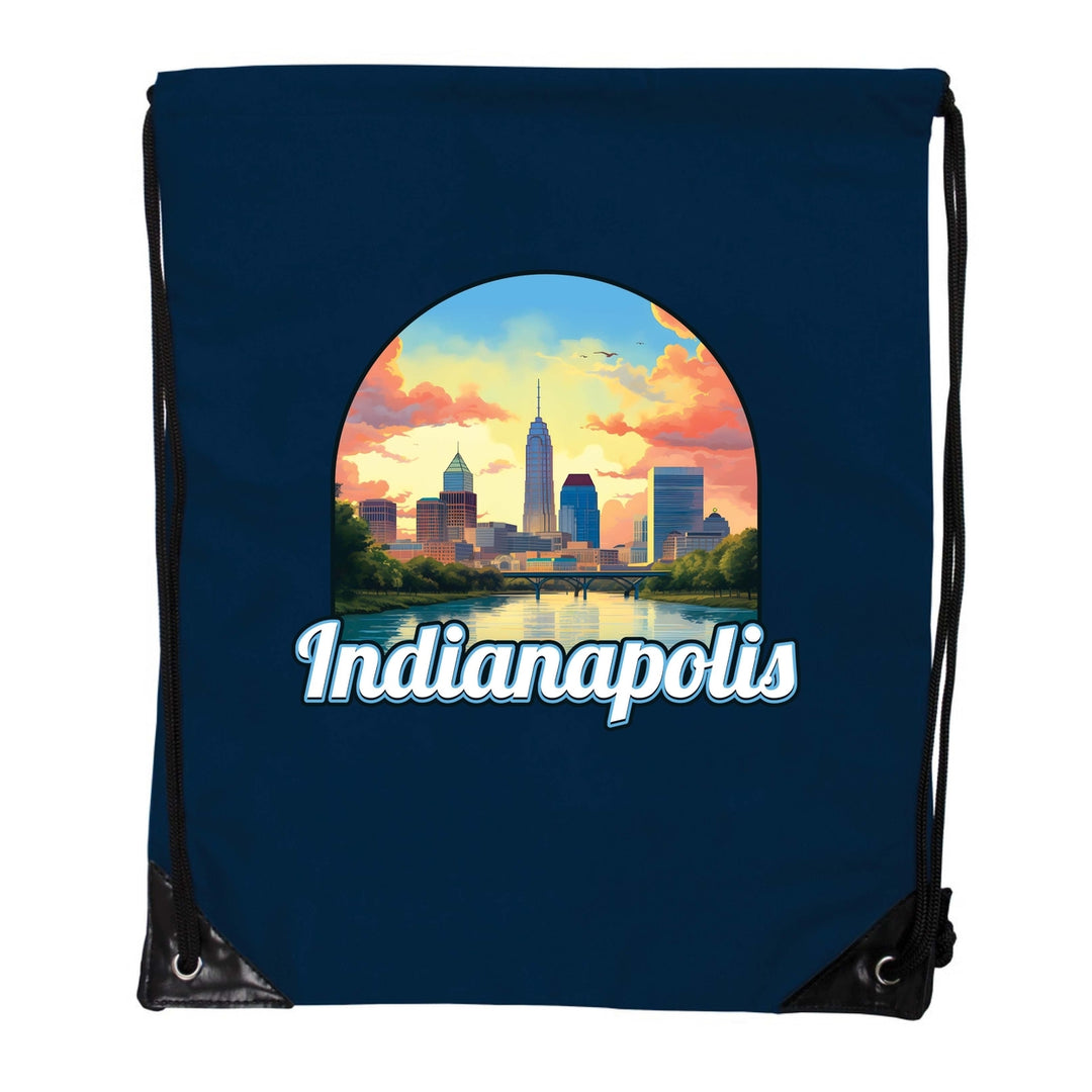 Indianapolis Indiana Design B Souvenir Cinch Bag with Drawstring Backpack Image 6