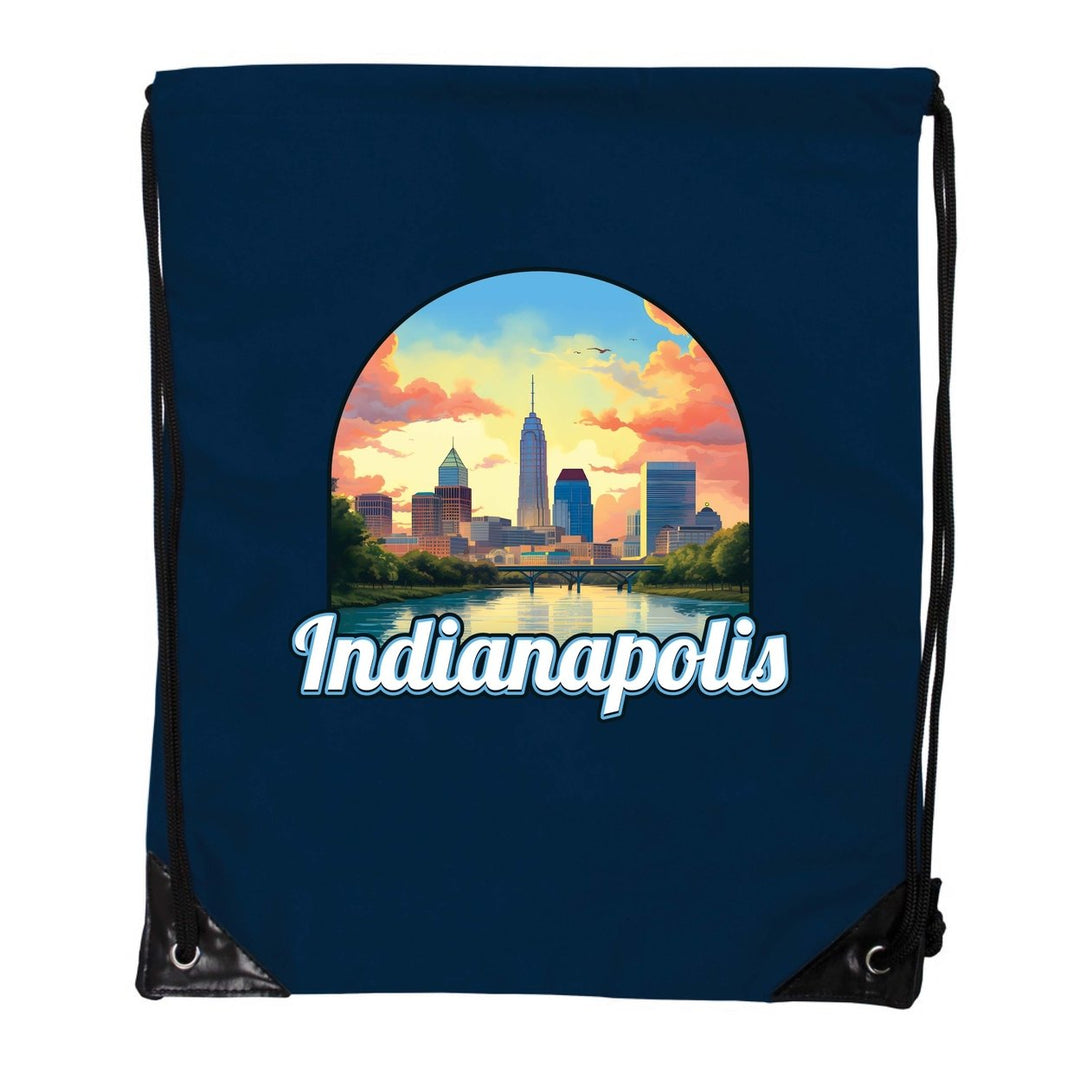 Indianapolis Indiana Design B Souvenir Cinch Bag with Drawstring Backpack Image 1