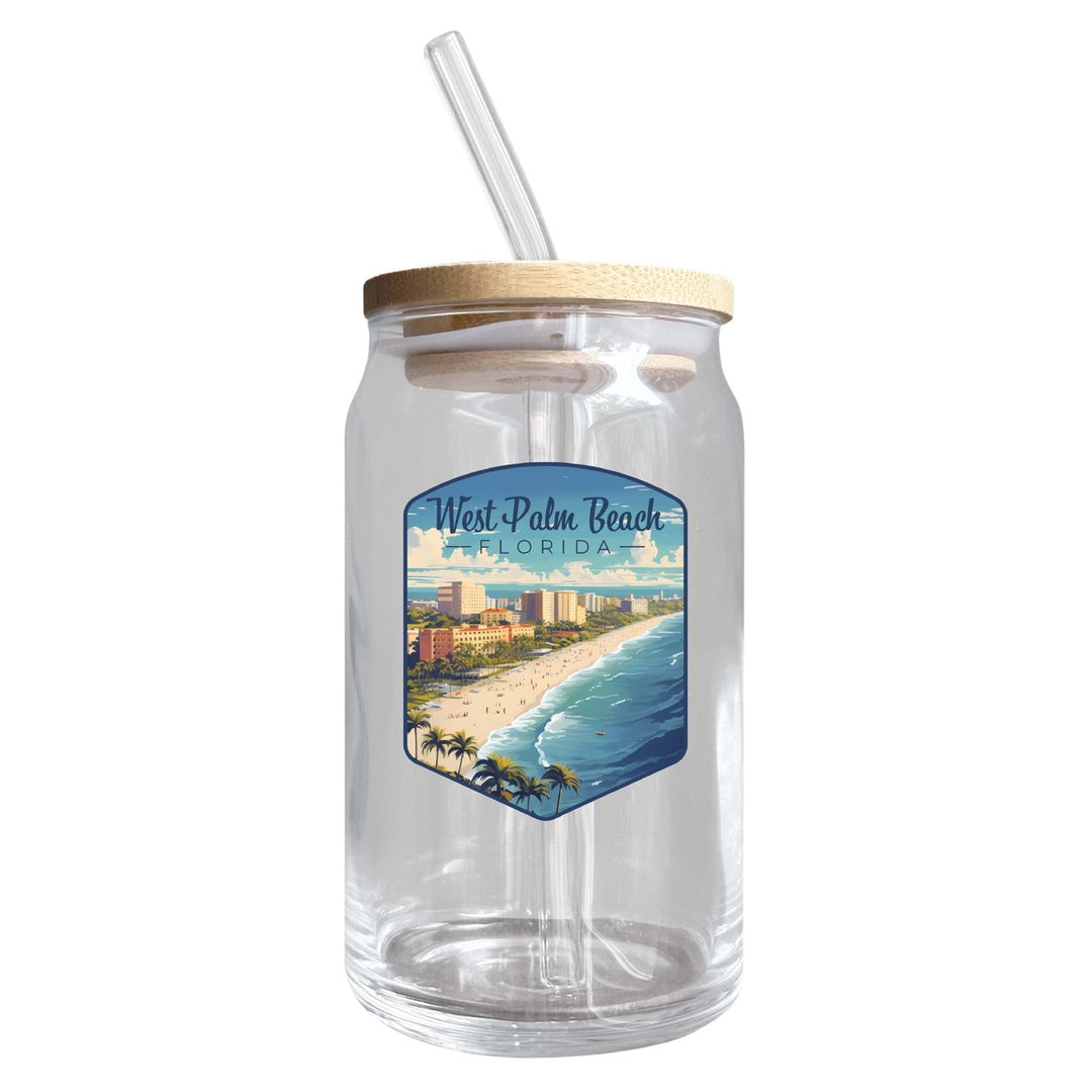 West Palm Beach Florida Design A Souvenir 12 oz Beer Can Glass Image 1