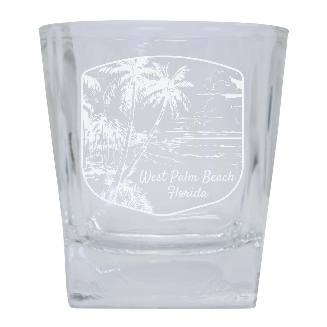 West Palm Beach Souvenir 10 oz Engraved Whiskey Glass Rocks Glass Image 1