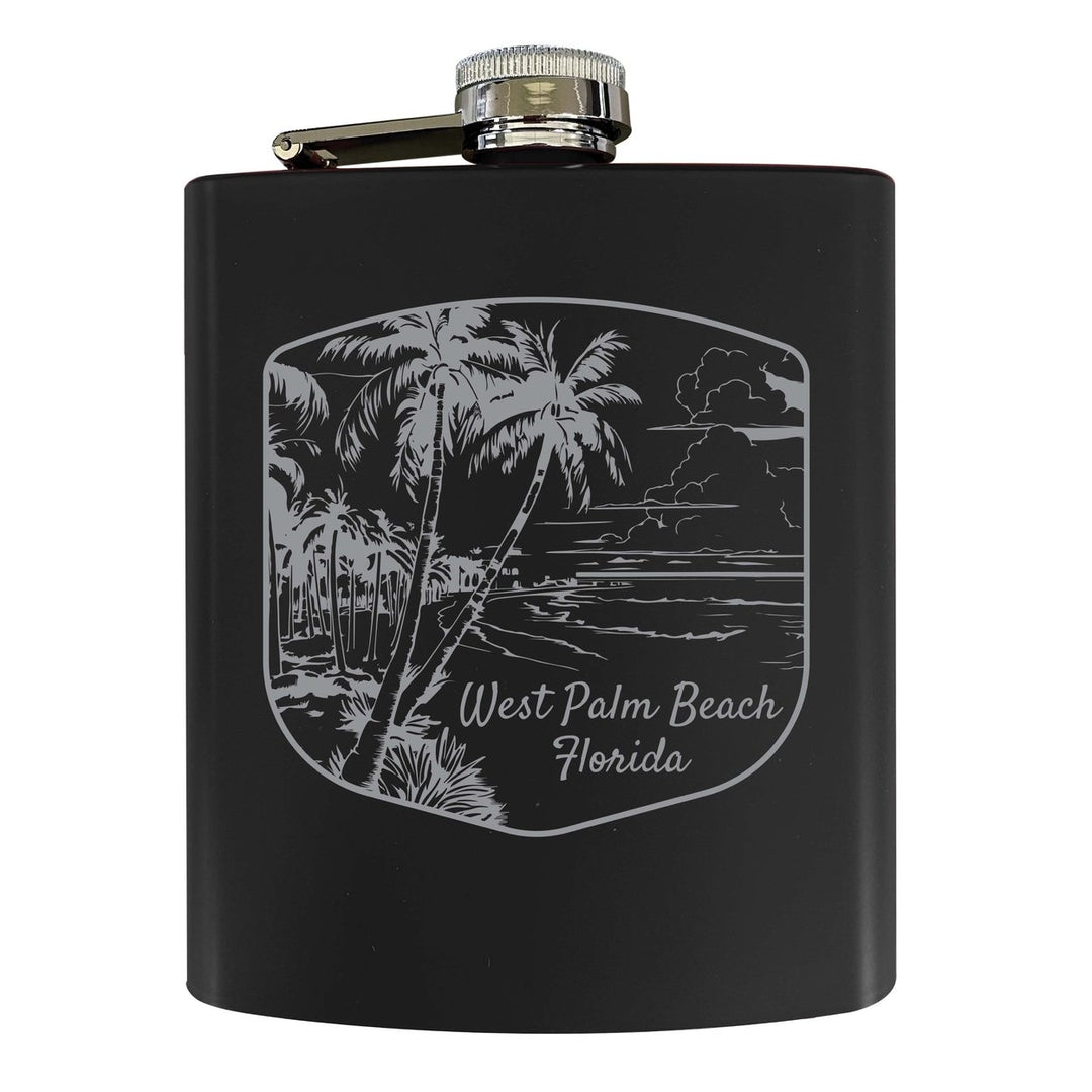 West Palm Beach Souvenir 7 oz Engraved Steel Flask Matte Finish Image 1