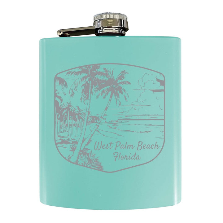 West Palm Beach Souvenir 7 oz Engraved Steel Flask Matte Finish Image 2