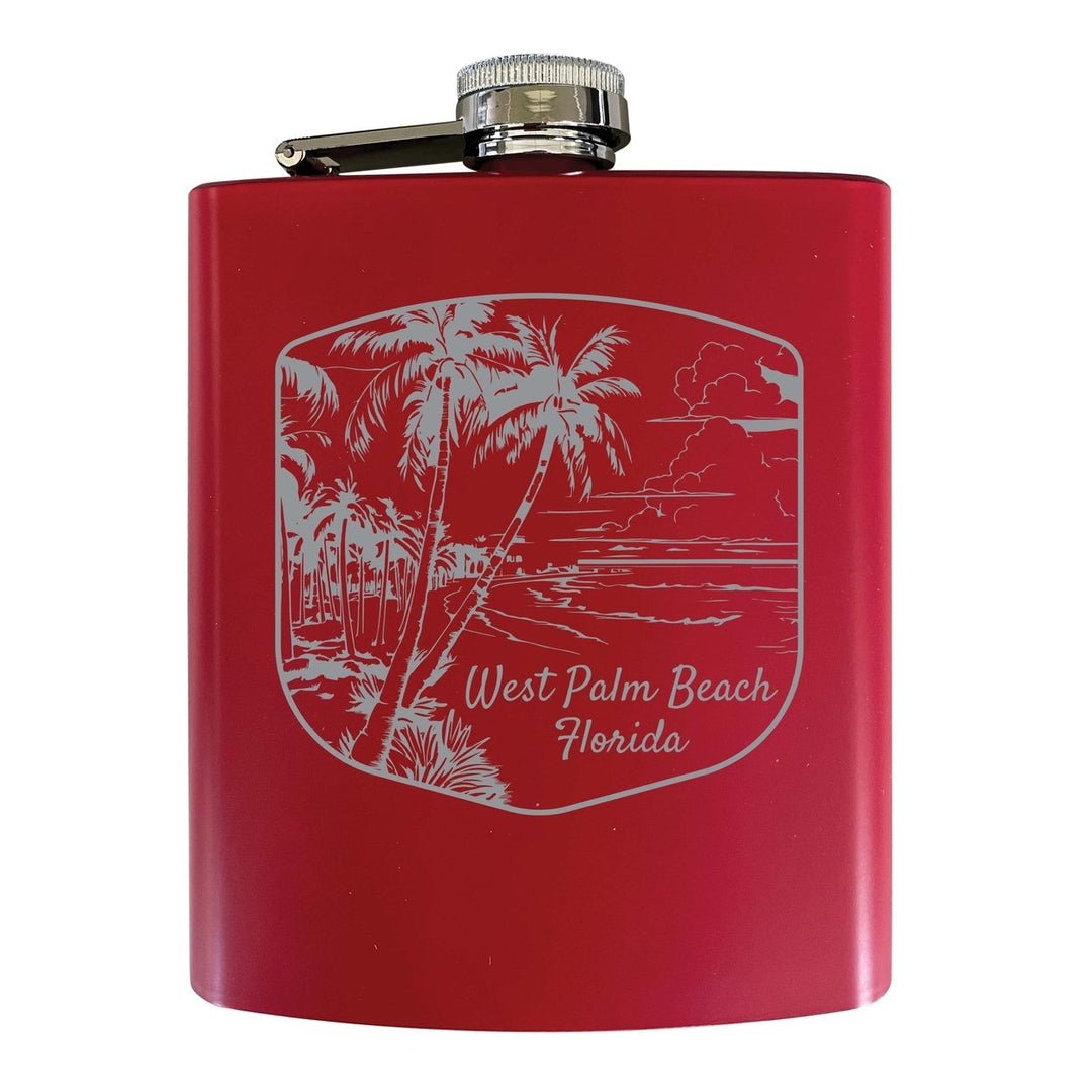 West Palm Beach Souvenir 7 oz Engraved Steel Flask Matte Finish Image 3