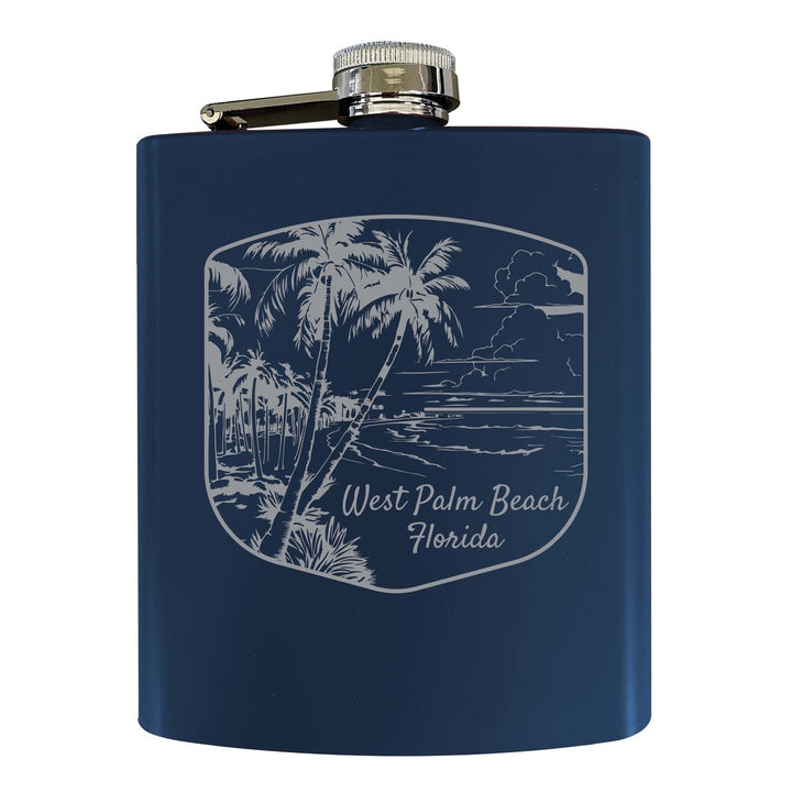 West Palm Beach Souvenir 7 oz Engraved Steel Flask Matte Finish Image 4