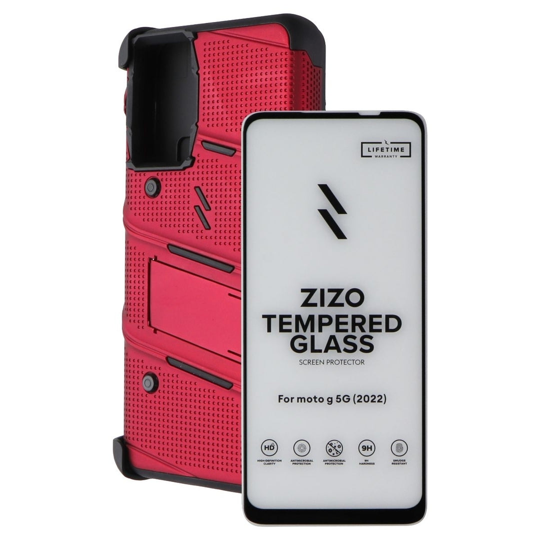 ZIZO Bolt Bundle w/Case + Screen Protector + Holster for Moto g (5G) - Red Image 1