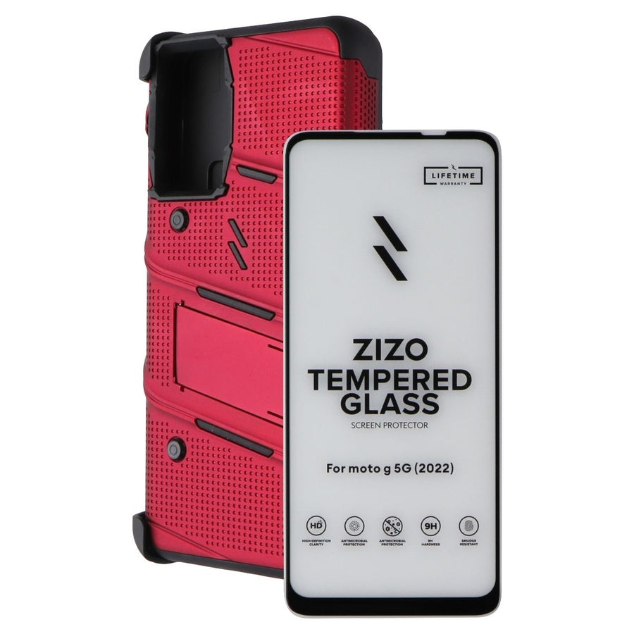 ZIZO Bolt Bundle w/Case + Screen Protector + Holster for Moto g (5G) - Red Image 1