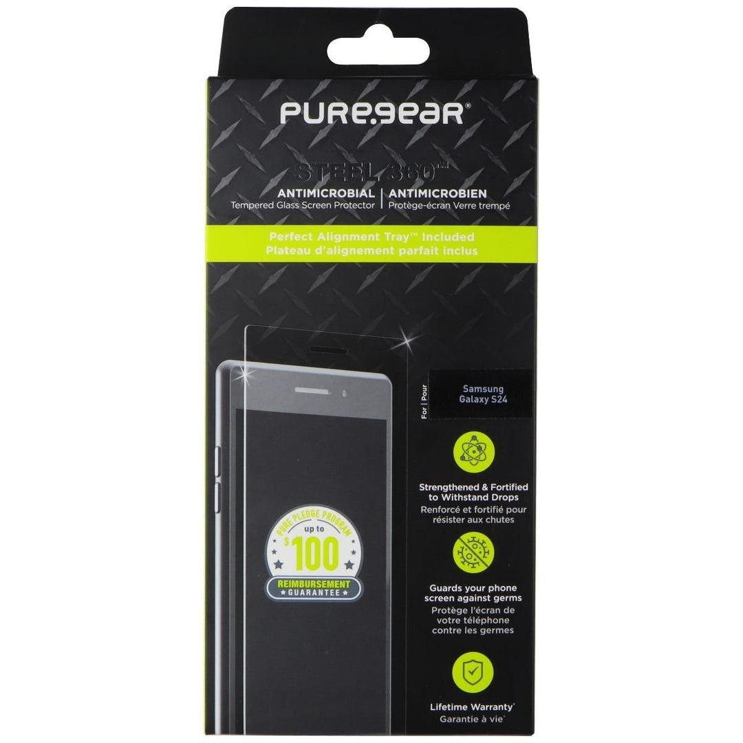 PureGear Steel 360 Tempered Glass Protector for Samsung Galaxy S24 - Clear Image 1