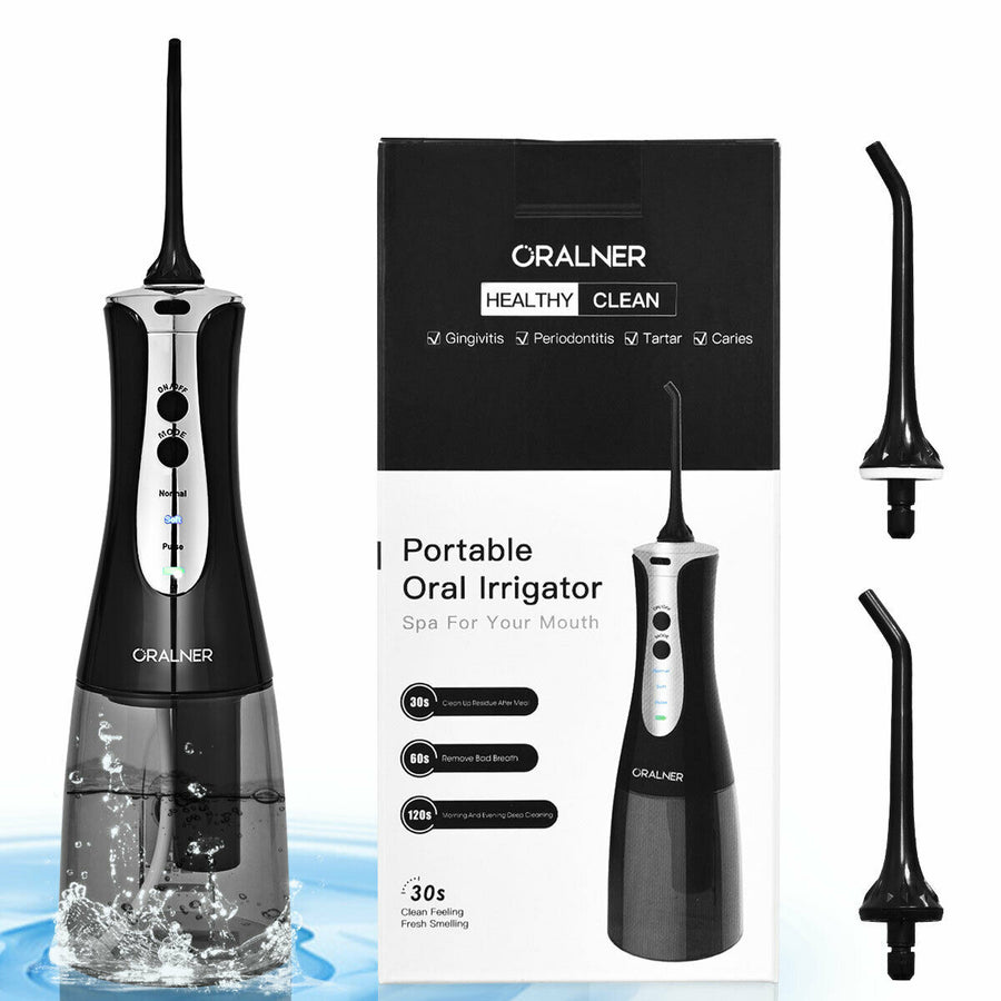 Rechargeable Portable Water Flosser Power Dental Flossers with 2 Nozzle Image 1