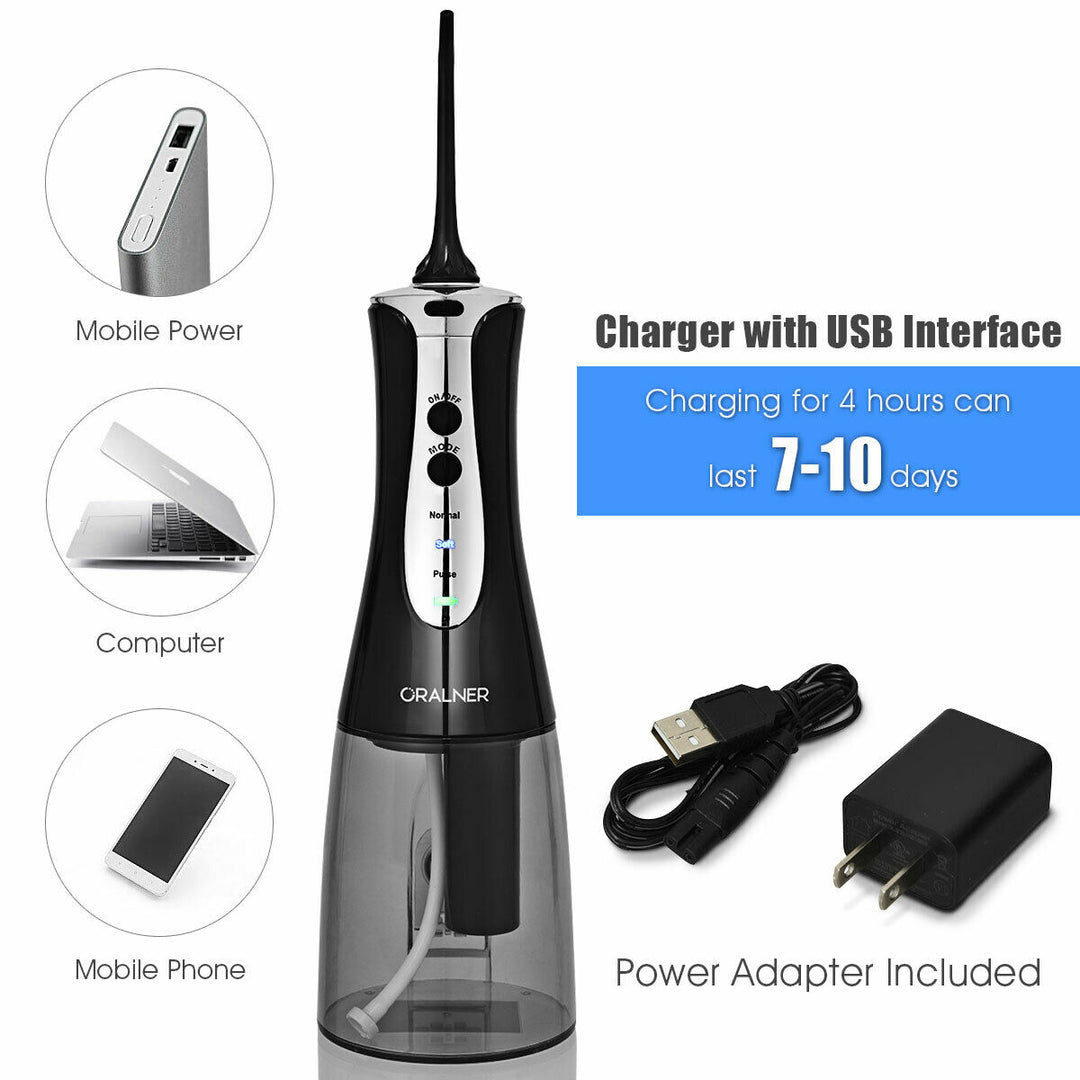 Rechargeable Portable Water Flosser Power Dental Flossers with 2 Nozzle Image 7