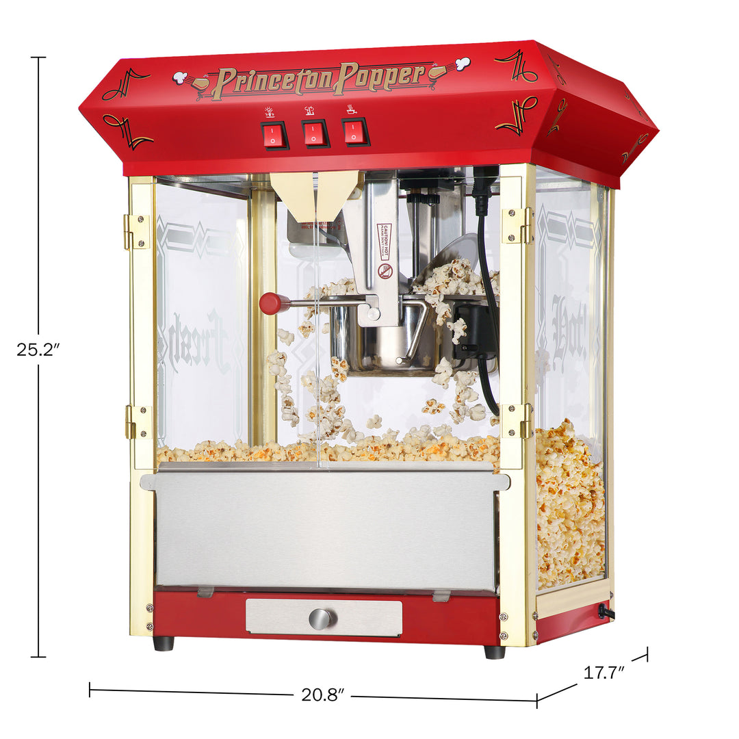 Princeton Popcorn Machine - 8oz Popper with Stainless-Steel Kettle Reject Kernel Tray Warming Light and Accessories Image 2