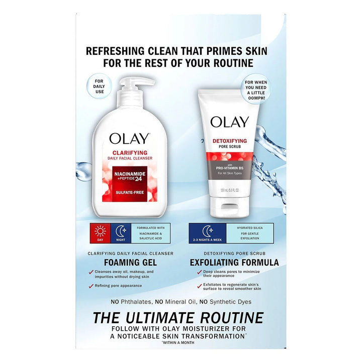 Olay Facial Cleansing Duo Pack Facial Cleanser 16 Oz + Detoxifying Scrub 5 Oz Image 2