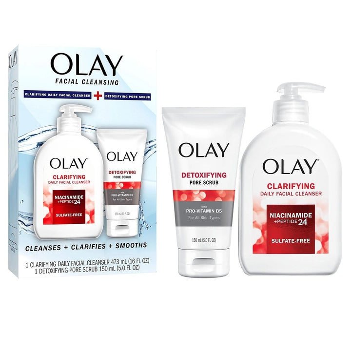 Olay Facial Cleansing Duo Pack Facial Cleanser 16 Oz + Detoxifying Scrub 5 Oz Image 4