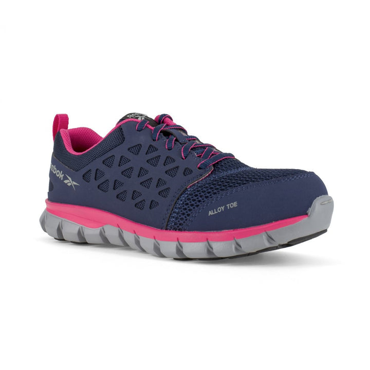 Reebok Womens Sublite Cushion Alloy Toe EH Athletic Work Shoe Navy Pink RB046 Image 1