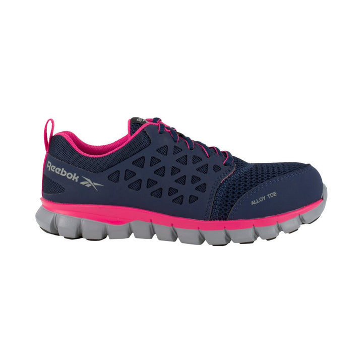 Reebok Womens Sublite Cushion Alloy Toe EH Athletic Work Shoe Navy Pink RB046 Image 2