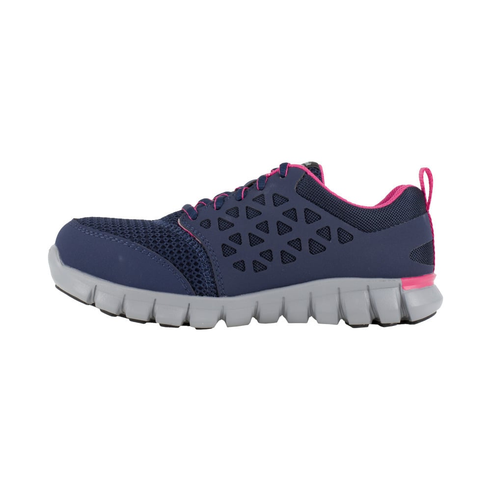 Reebok Womens Sublite Cushion Alloy Toe EH Athletic Work Shoe Navy Pink RB046 Image 4