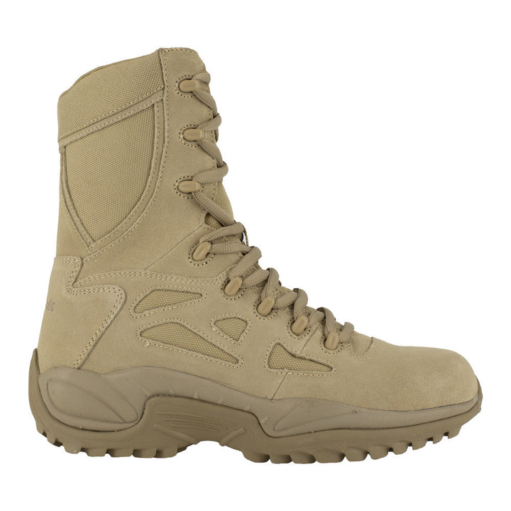 Reebok Work 8" Rapid Response Soft Toe Stealth Boot Side Zipper Desert Tan RB8895 Image 2