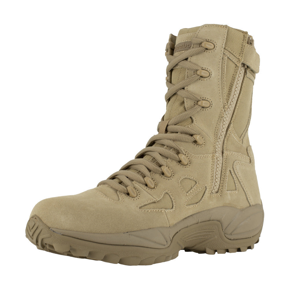 Reebok Work 8" Rapid Response Soft Toe Stealth Boot Side Zipper Desert Tan RB8895 Image 3