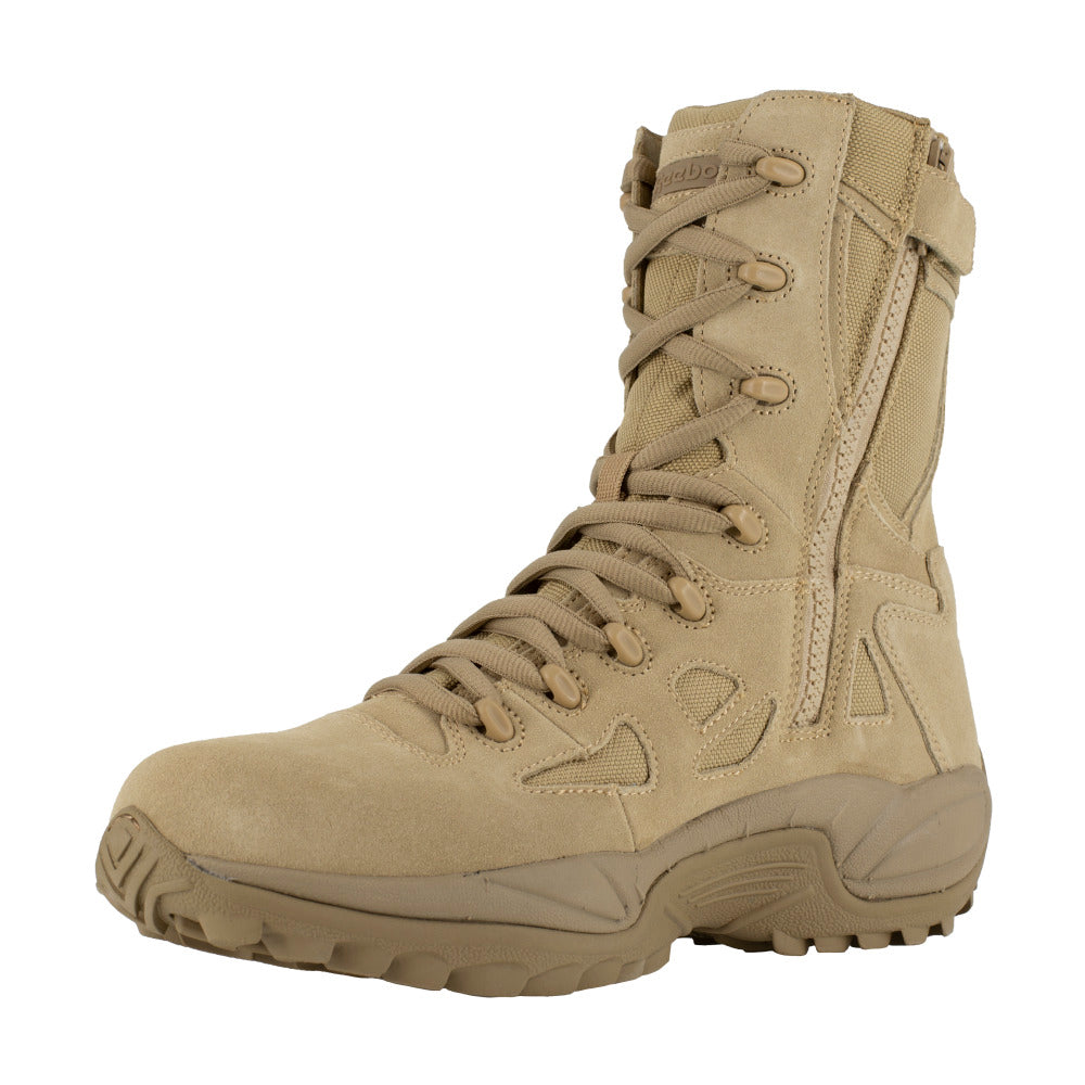 Reebok Work Mens 8" Rapid Response Soft Toe Stealth Boot with Side Zipper Desert Tan - RB8895 Desert Tan Image 3