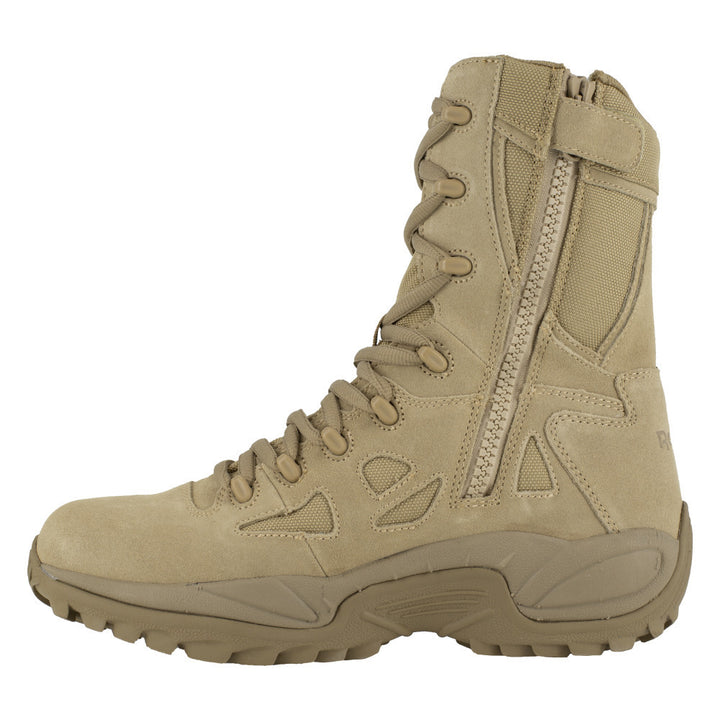 Reebok Work Mens 8" Rapid Response Soft Toe Stealth Boot with Side Zipper Desert Tan - RB8895 Desert Tan Image 4