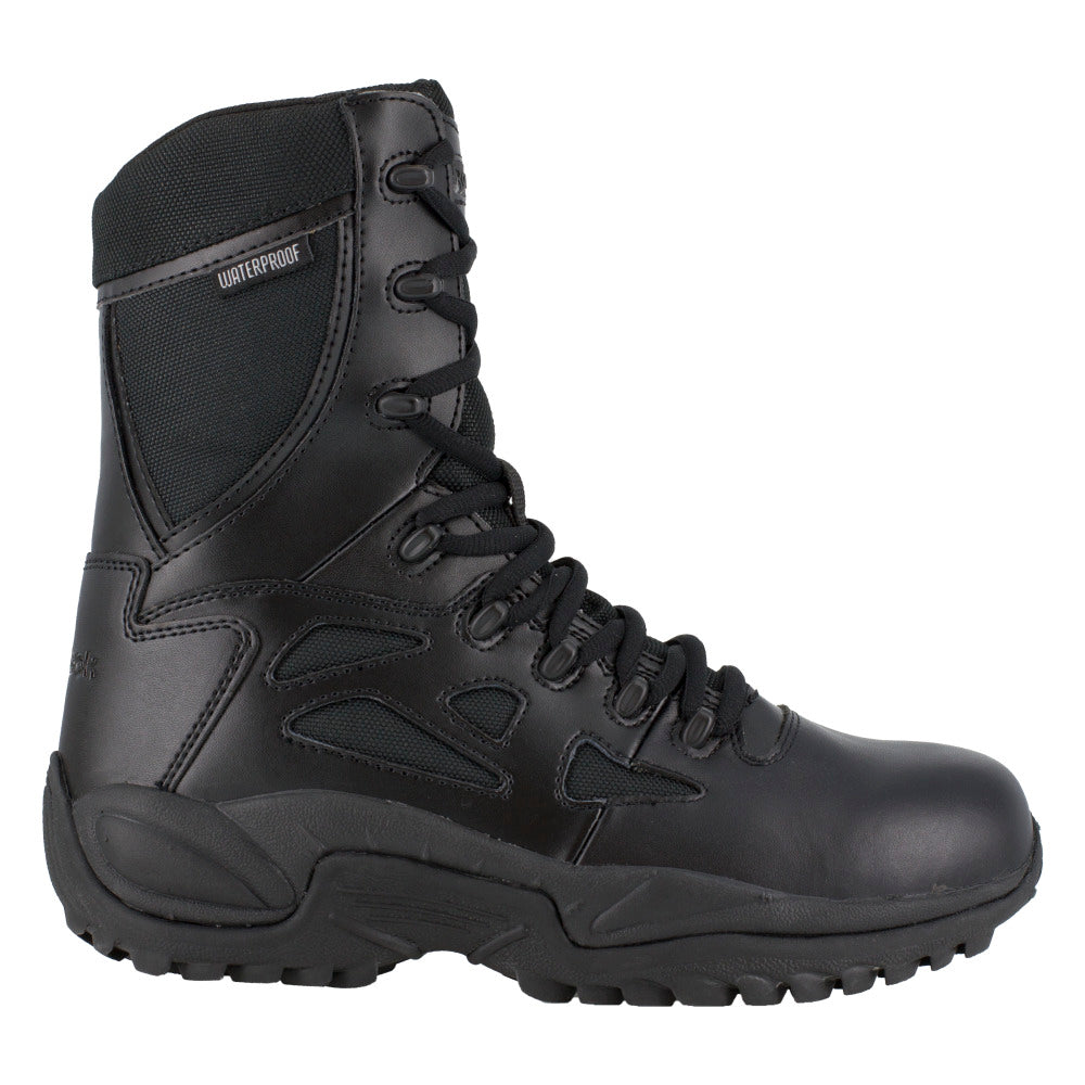 Reebok Womens 8" Waterproof Tactical Boot Black RB877 Soft Toe Side Zipper Image 2