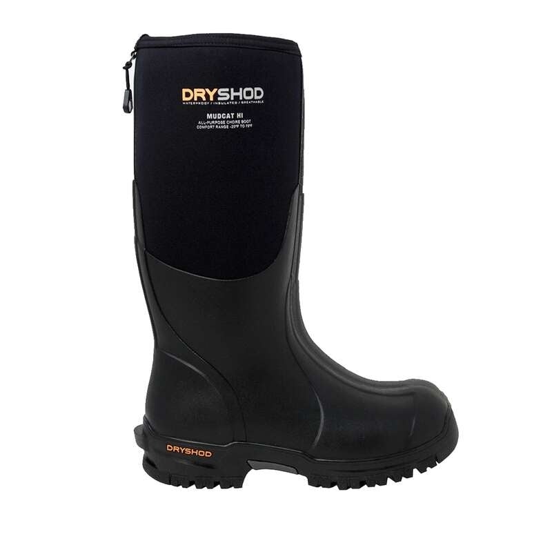 Dryshod Mens Mudcat High Farm Boot Black Orange MDC-MH-BK Waterproof Lightweight Image 1